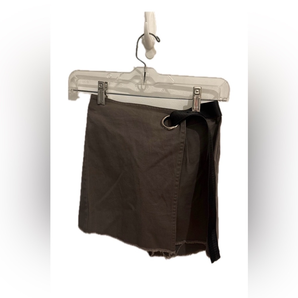 Carmar denim Gray Brown Mini Skirt with Black Belt tie